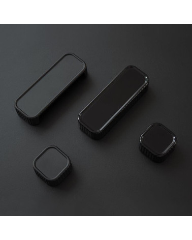 Tirador de mueble WEGA tirador de diseño colocado sobre una superficie oscura