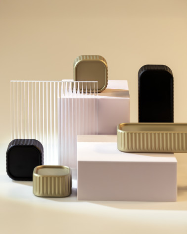 Tirador de mueble WEGA tirador de diseño destacado sobre fondo rosa