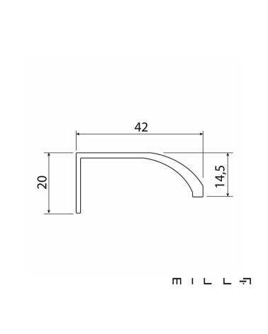 Tirador de mueble LEXA con esquema técnico