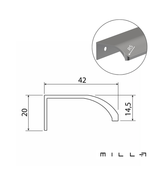 Tirador de mueble anodizado cepillado SONORE diseño