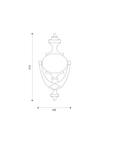 Dibujo aldaba de puerta VICTORIEN A en latón pulido barnizado EUROWALE