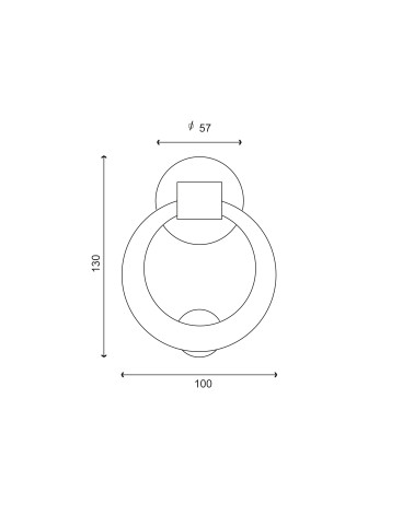 Dibujo aldaba anillo latón pulido barnizado EUROWALE