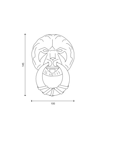 Dibujo aldaba de puerta LION en latón titanio PVD EUROWALE