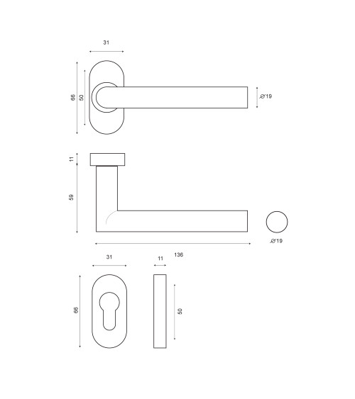 Tirador de puerta Altesse+roseta de acero inoxidable 316 para ambientes salinos EUROWALE
