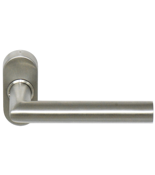 Tirador de puerta reforzado sobre roseta ovalada estrecha para carpinterías de aluminio