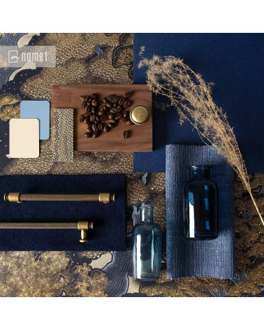 Tirador de mueble pátina sobre latón GALIUM tirador de diseño realzado con materiales decorativos
