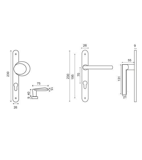 Conjunto palier inox placa estrecha 26 cilindro Amande/New Pyla