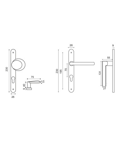 Dibujo Conjunto palier inox placa estrecha 26 Amande/New Pyla