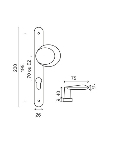 Dibujo Palier estrecho inox Amande EUROWALE