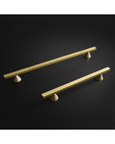 Tirador de mueble anodizado oro/oro mate CERT tirador de diseño sobre fondo oscuro