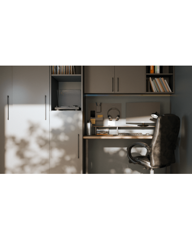 Tirador de mueble negro mate TECHNO tirador de diseño montado en un mueble de oficina
