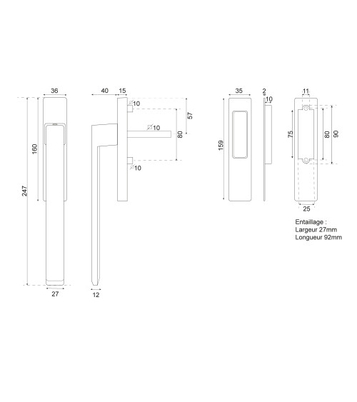 Majestea larga negra para puerta corredera elevadora BDC EUROWALE