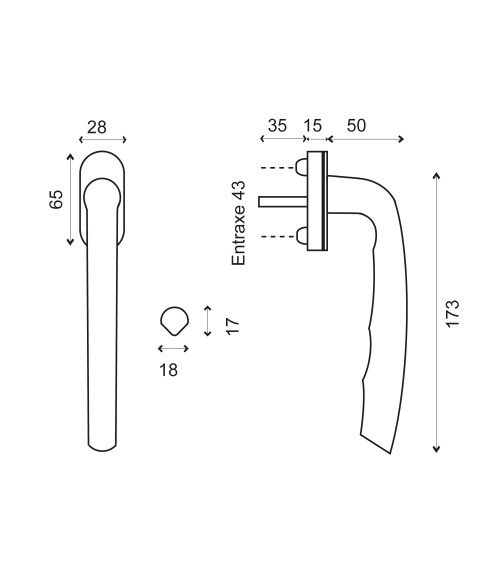 Tirador Lilas largo aspecto inox para puerta corredera EUROWALE