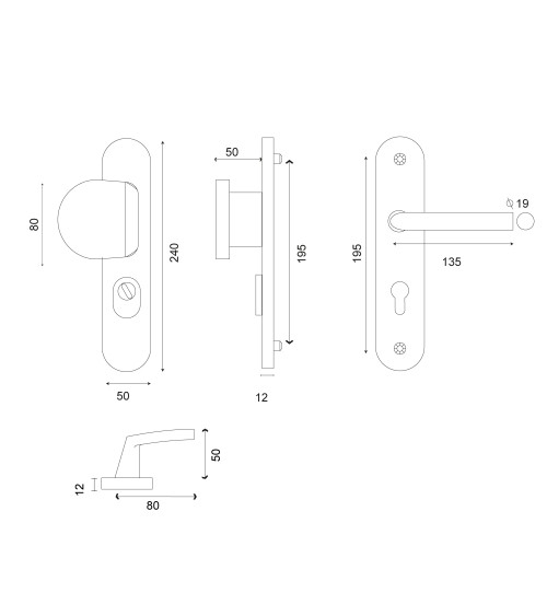 Conjunto de seguridad Palière-Altesse acabado inox sobre placa con protector de cilindro EUROWALE