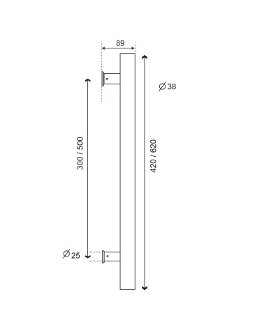Dibujo Tirador Bordeaux recto inoxidable 316 EUROWALE