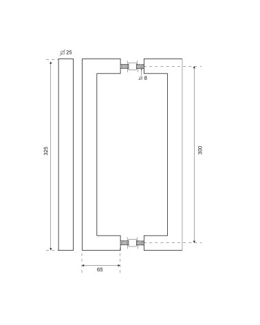 Dibujo Tirador cuadrado inox simple EUROWALE