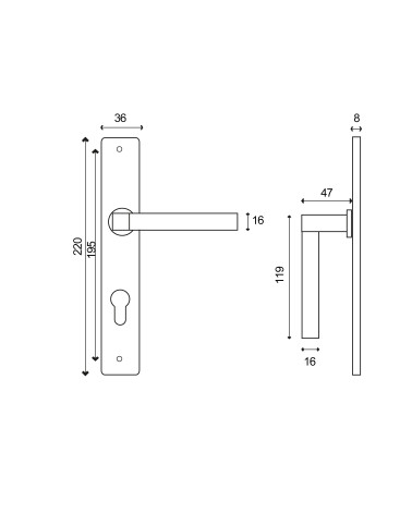 Dibujo Tirador de puerta Zeus placa EUROWALE