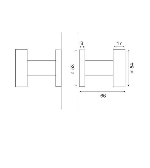 Tirador de puerta botón doble cilindro plano inox EUROWALE