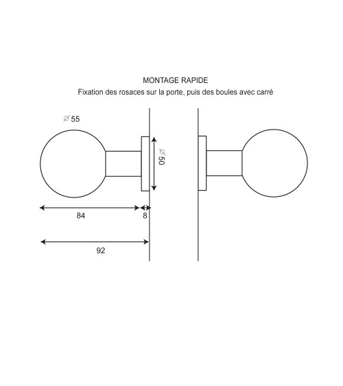 Palanca de puerta esférica doble en acero inoxidable EUROWALE