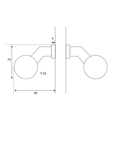 Dibujo Palanca de puerta esférica doble descentrada con roseta ovalada EUROWALE