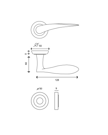 Dibujo Palanca de puerta Neptune + Roseta de función EUROWALE