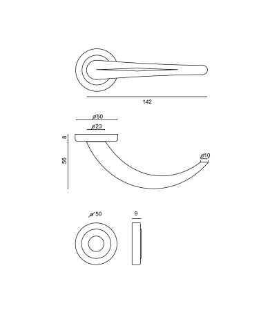 Dibujo Palanca de puerta Apollon + Roseta EUROWALE
