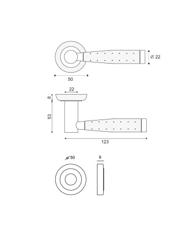 Dibujo Tirador de puerta Biarritz + Roseta EUROWALE