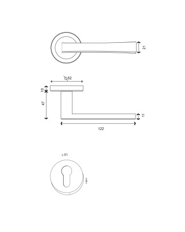 Dibujo Tirador de puerta Junon + Roseta