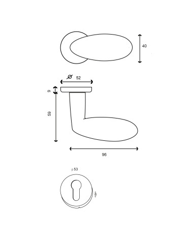 Dibujo Tirador de puerta Yin + Roseta EUROWALE