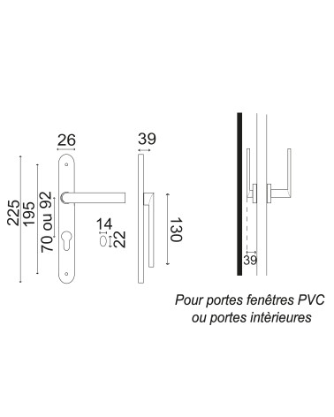 Tirador de saliente reducido sobre placa estrecha de 26 mm para persianas enrollables y puertas dobles comunicantes - modelo Alt