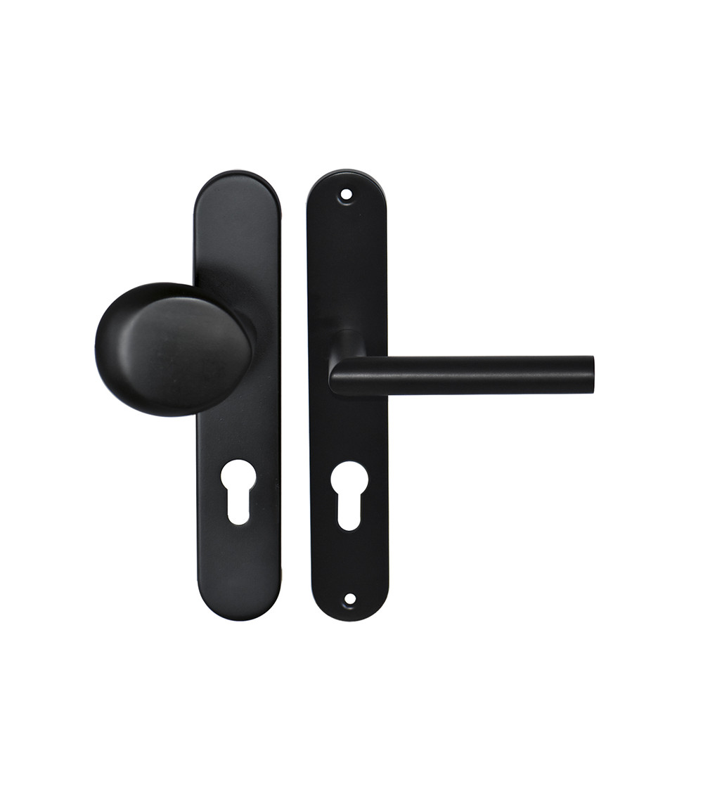 Tirador de puerta de rellano Altesse negra cilindro 70 EUROWALE