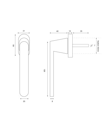 Dibujo Tirador de ventana Sol Bronce EUROWALE
