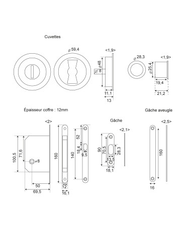 Kit corredera Bronce cazoletas redondas .EUROWALE