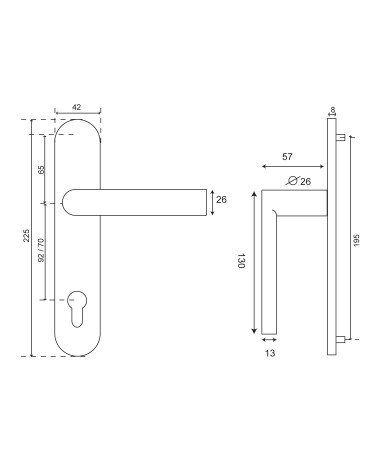 Dibujo Tirador Bastide placa redonda cilindro EUROWALE