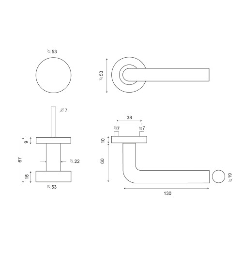 Conjunto de puerta Cilindro/Noblesse Gris Lumière PVD EUROWALE