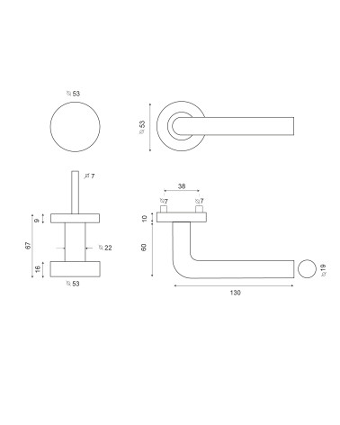 Dibujo Conjunto de puerta Cilindro/Noblesse Gris Lumière PVD