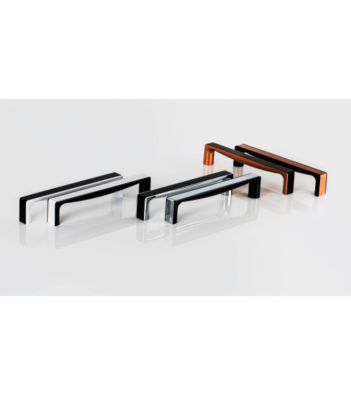 Tirador de mueble negro brillante/cromo brillante TWIX tirador de diseño