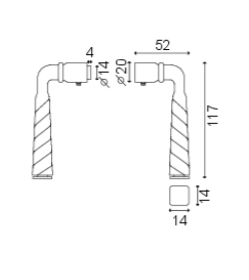Manivela de puerta de jardín torsionada lacada en negro – Cuadrado 6 o 7 mm