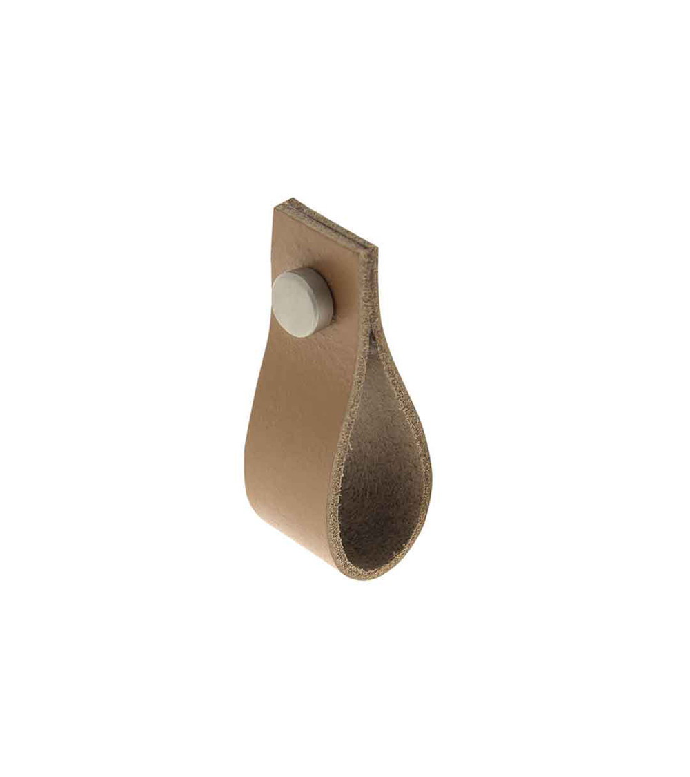 Tirador de mueble en cuero ante claro