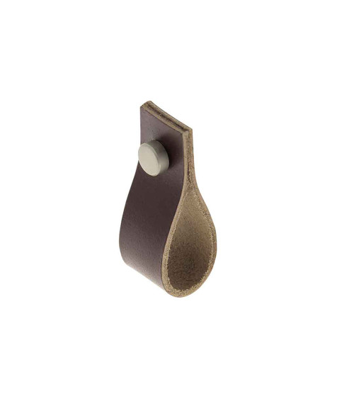 Botón de mueble tirette en cuero marrón oscuro - diseño