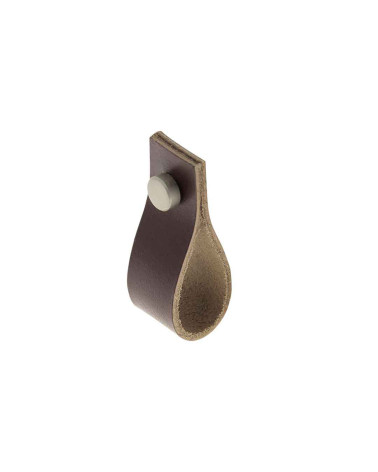Tirador de mueble en cuero marrón oscuro
