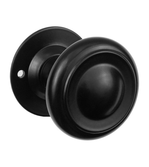 Tirador de puerta retro negro mate sobre placa larga para puerta, verja y portillo – Colección Elisabeth