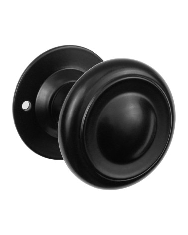 Tirador de puerta retro negro mate sobre placa larga para puerta, verja y portillo – Colección Elisabeth