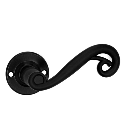 Tiradores de puerta retro negros mates sobre rosetas redondas para puertas, verjas y portillos – Colección Charlotte