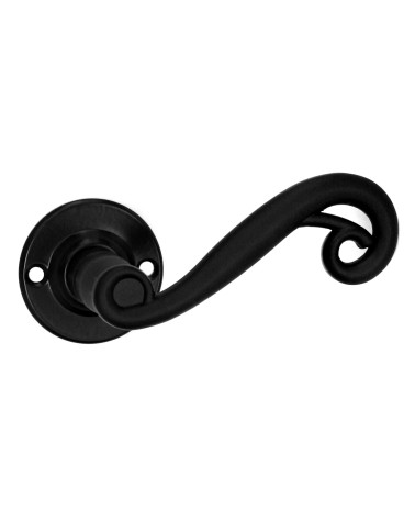 Tiradores de puerta retro negros mates sobre rosetas redondas para puertas, verjas y portillos – Colección Charlotte