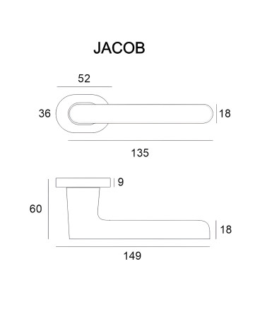 Manivela de puerta JACOB con dimensiones