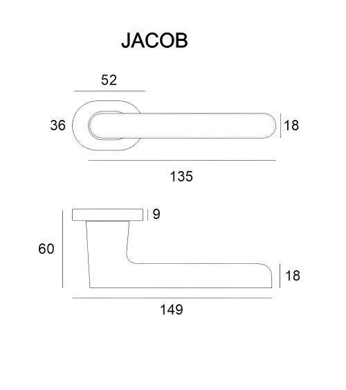 Manivela de puerta cromada pulida JACOB diseño