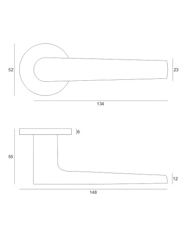 Manilla de puerta MILA con dimensiones