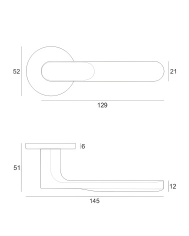 Manilla de puerta RITA con dimensiones