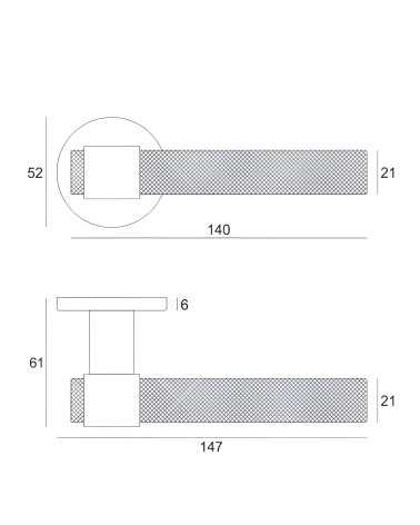 Tirador de puerta en zamak DECO con dibujo técnico